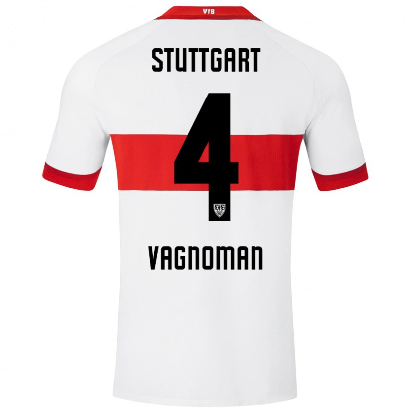 Danxen Mujer Camiseta Josha Vagnoman #4 Blanco Rojo 1ª Equipación 2024/25 La Camisa