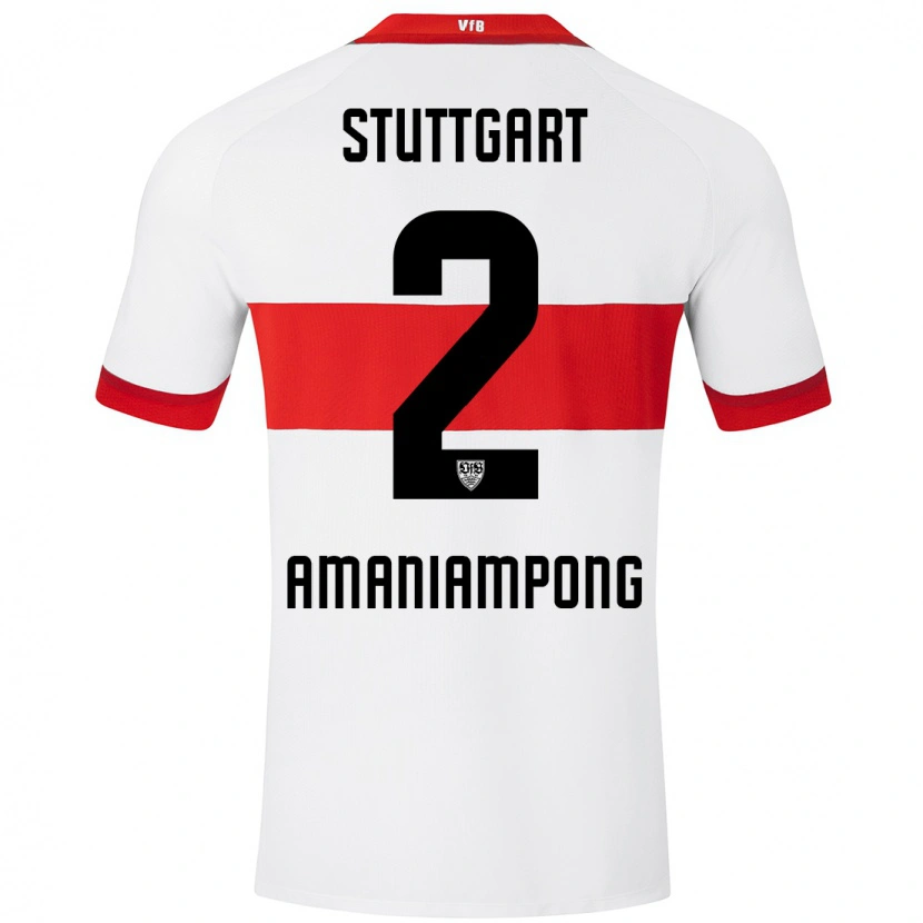 Danxen Mujer Camiseta Kaden Amaniampong #2 Blanco Rojo 1ª Equipación 2024/25 La Camisa