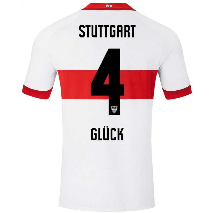 Danxen Mujer Camiseta Michael Glück #4 Blanco Rojo 1ª Equipación 2024/25 La Camisa
