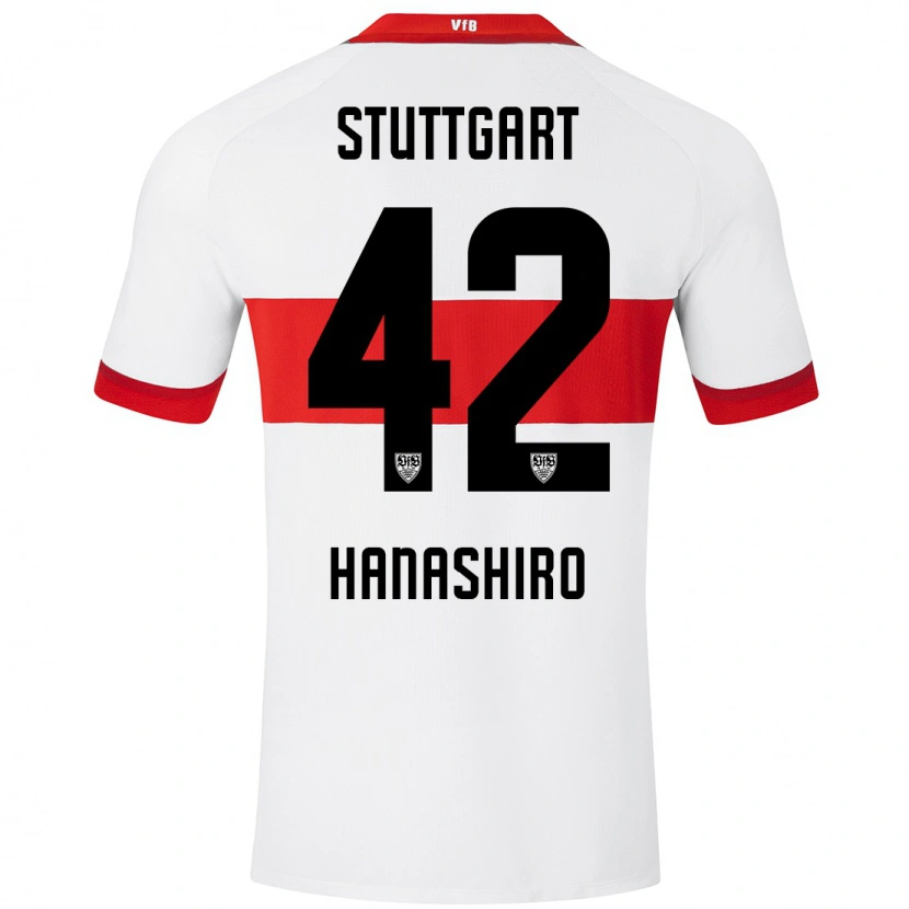 Danxen Mujer Camiseta Rinto Hanashiro #42 Blanco Rojo 1ª Equipación 2024/25 La Camisa
