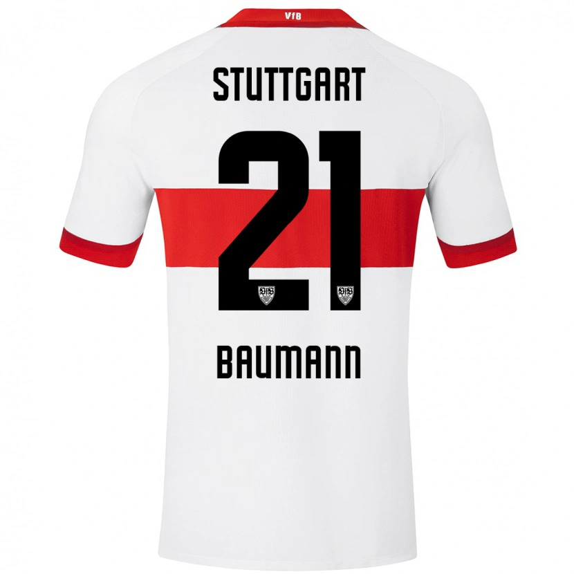 Danxen Mujer Camiseta Katharina Baumann #21 Blanco Rojo 1ª Equipación 2024/25 La Camisa