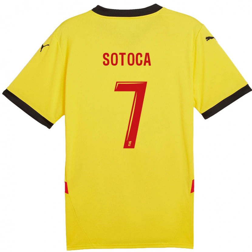 Danxen Mujer Camiseta Florian Sotoca #7 Amarillo Rojo 1ª Equipación 2024/25 La Camisa