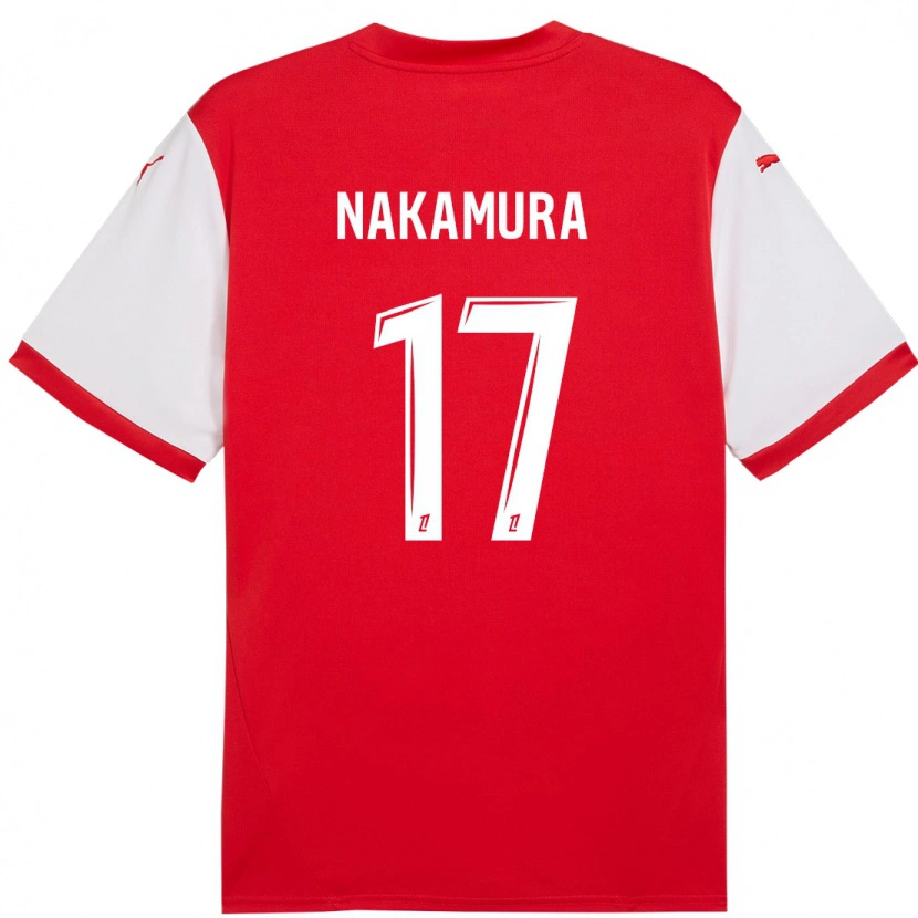 Danxen Mujer Camiseta Keito Nakamura #17 Rojo Blanco 1ª Equipación 2024/25 La Camisa