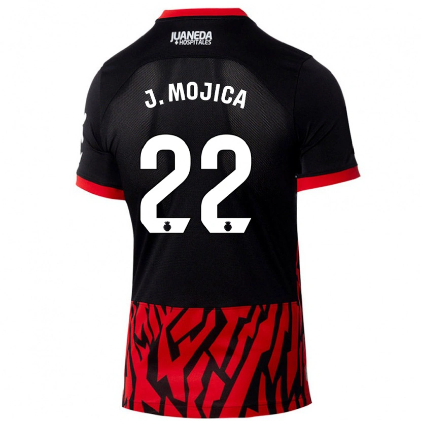 Danxen Mujer Camiseta Johan Mojica #22 Negro Rojo 1ª Equipación 2024/25 La Camisa