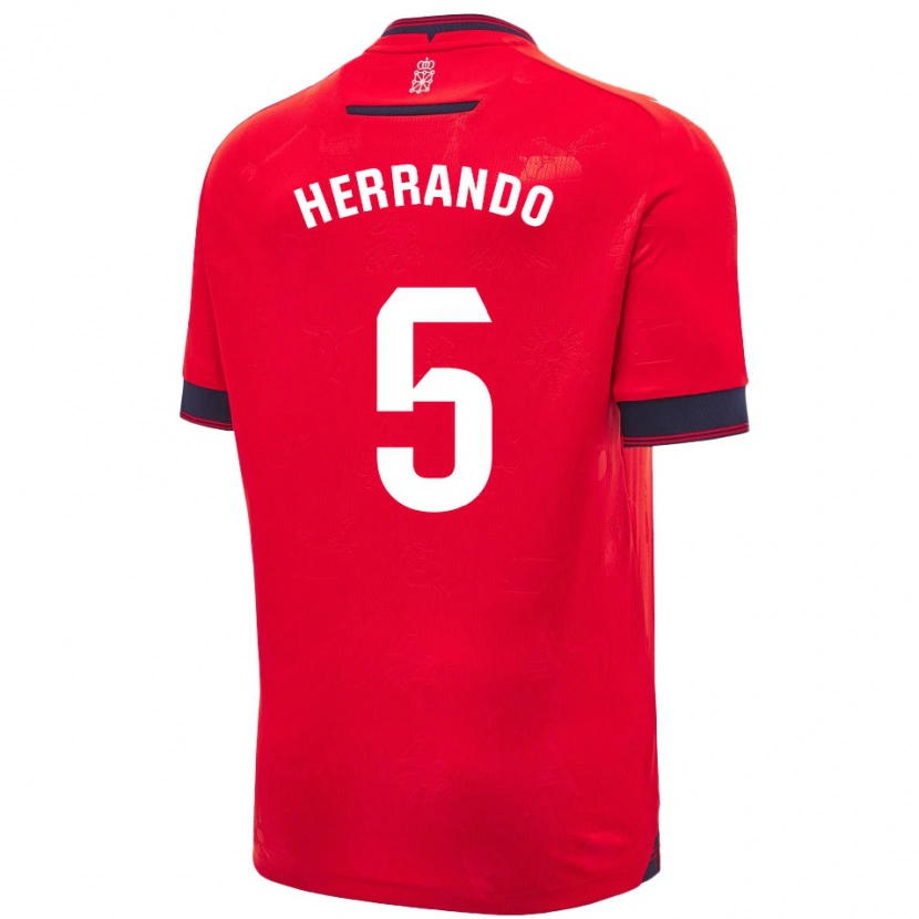 Danxen Mujer Camiseta Jorge Herrando #5 Rojo Blanco 1ª Equipación 2024/25 La Camisa