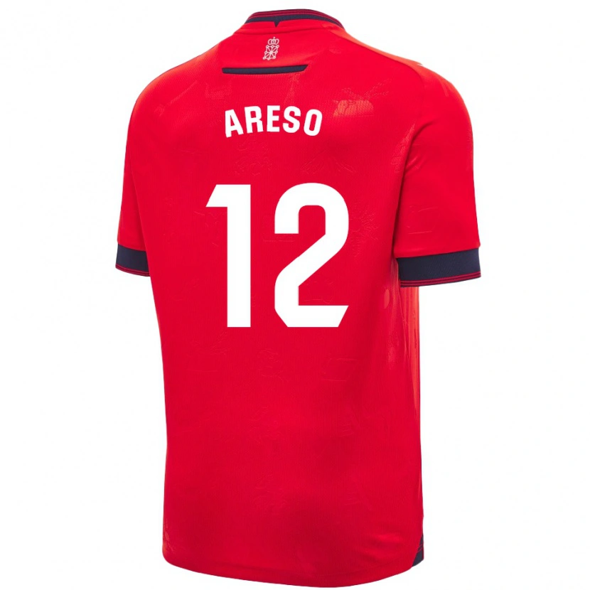Danxen Mujer Camiseta Jesús Areso #12 Rojo Blanco 1ª Equipación 2024/25 La Camisa