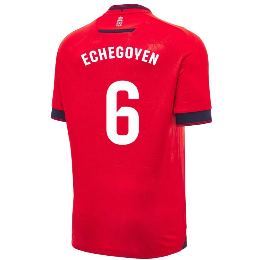 Danxen Mujer Camiseta Mauro Echegoyen #6 Rojo Blanco 1ª Equipación 2024/25 La Camisa