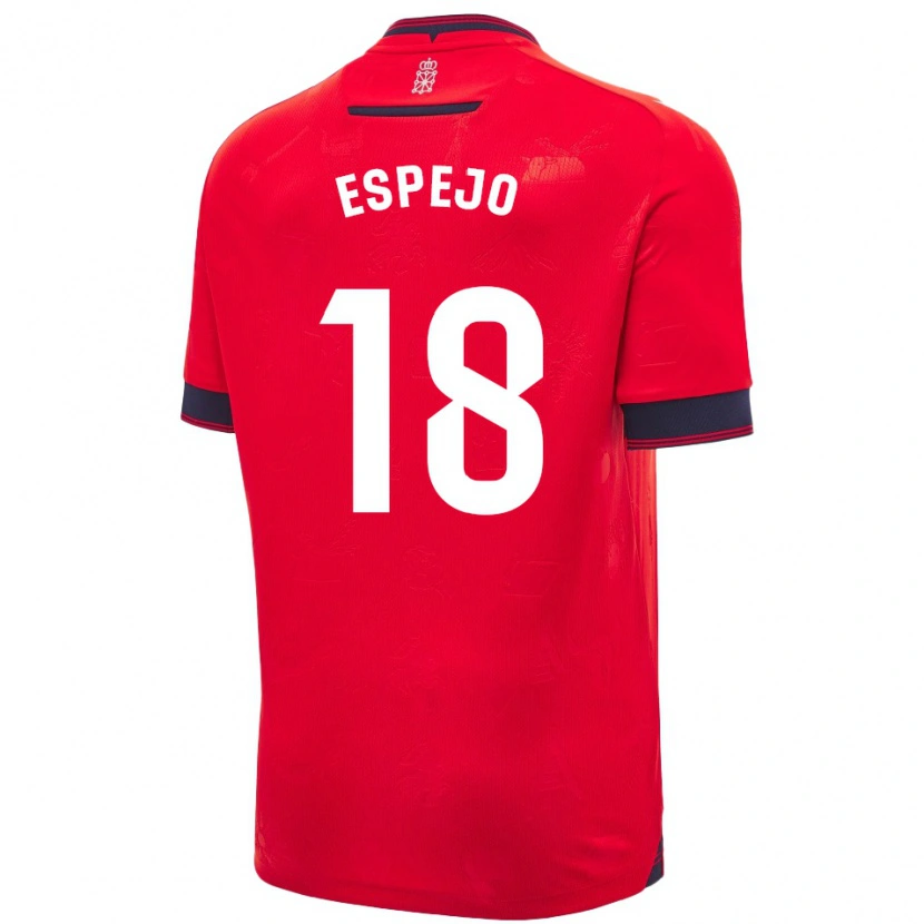 Danxen Mujer Camiseta Diego Espejo #18 Rojo Blanco 1ª Equipación 2024/25 La Camisa