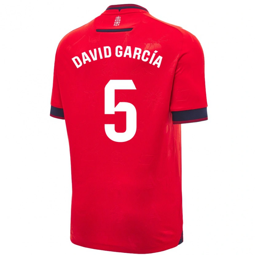 Danxen Mujer Camiseta David García #5 Rojo Blanco 1ª Equipación 2024/25 La Camisa