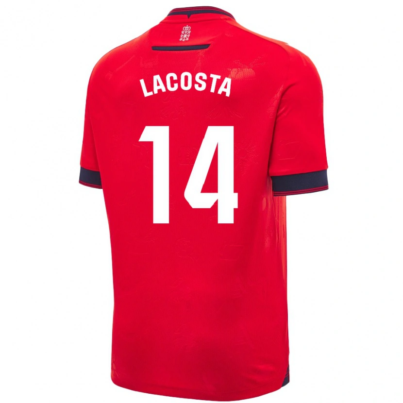Danxen Mujer Camiseta Iara Lacosta Sanchez #14 Rojo Blanco 1ª Equipación 2024/25 La Camisa