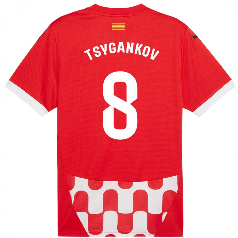 Danxen Mujer Camiseta Viktor Tsygankov #8 Rojo Blanco 1ª Equipación 2024/25 La Camisa