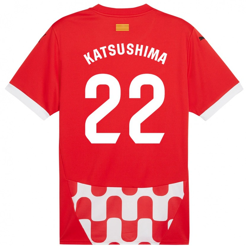 Danxen Mujer Camiseta Shinnosuke Katsushima #22 Rojo Blanco 1ª Equipación 2024/25 La Camisa