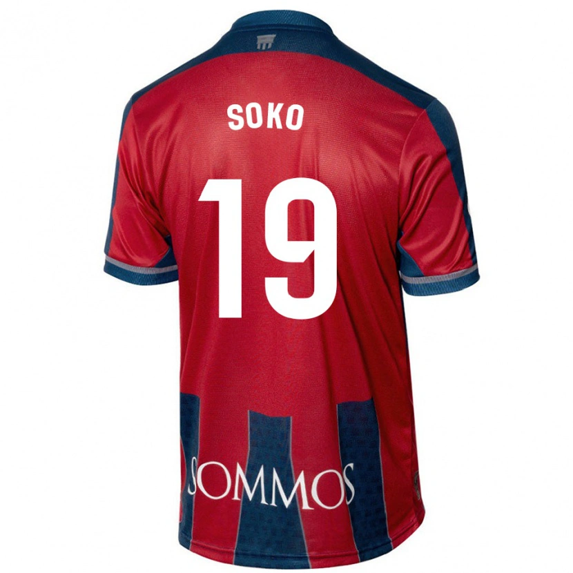 Danxen Mujer Camiseta Patrick Soko #19 Rojo Azul 1ª Equipación 2024/25 La Camisa