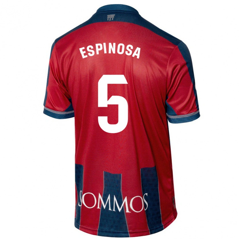 Danxen Mujer Camiseta Diego Espinosa #5 Rojo Azul 1ª Equipación 2024/25 La Camisa