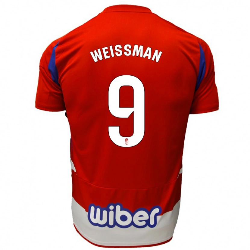 Danxen Mujer Camiseta Shon Weissman #9 Rojo Blanco Azul 1ª Equipación 2024/25 La Camisa