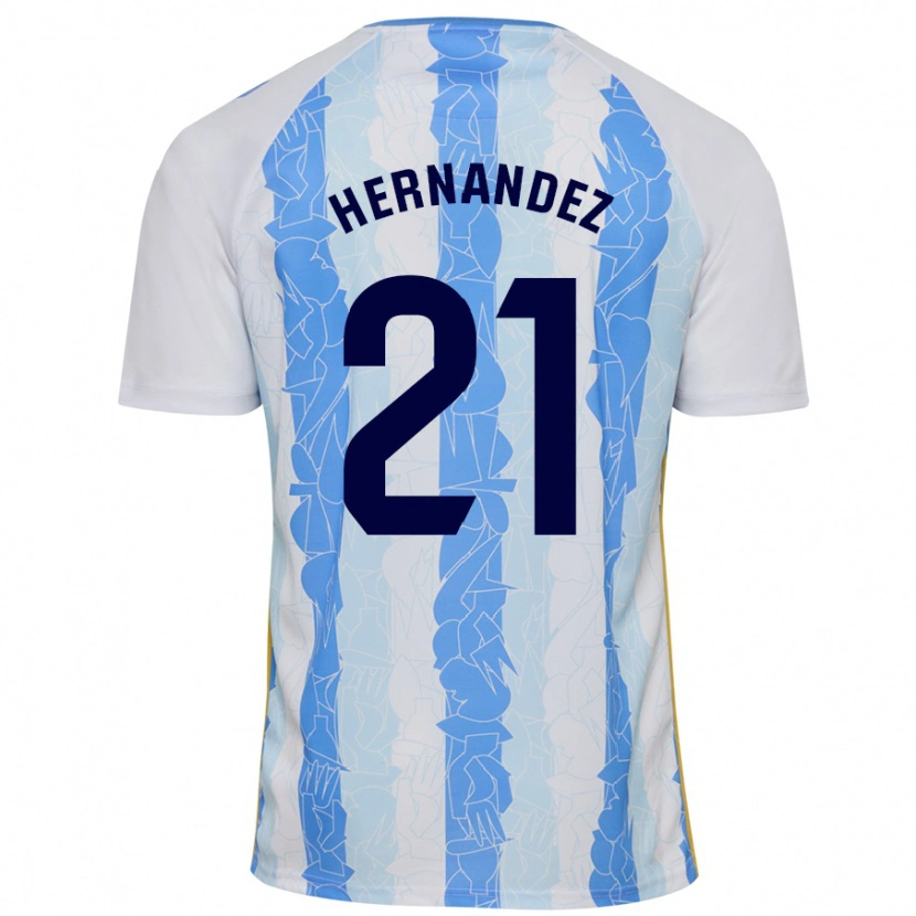 Danxen Mujer Camiseta Juan Hernández #21 Blanco Azul 1ª Equipación 2024/25 La Camisa