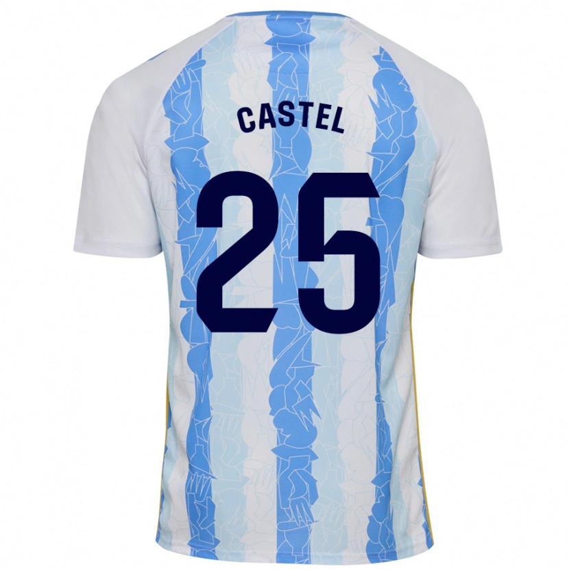 Danxen Mujer Camiseta Sergio Castel #25 Blanco Azul 1ª Equipación 2024/25 La Camisa