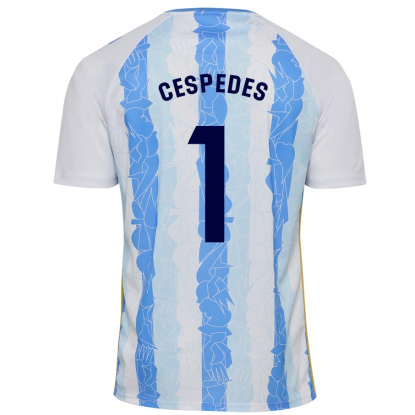Danxen Mujer Camiseta Andrés Céspedes #1 Blanco Azul 1ª Equipación 2024/25 La Camisa