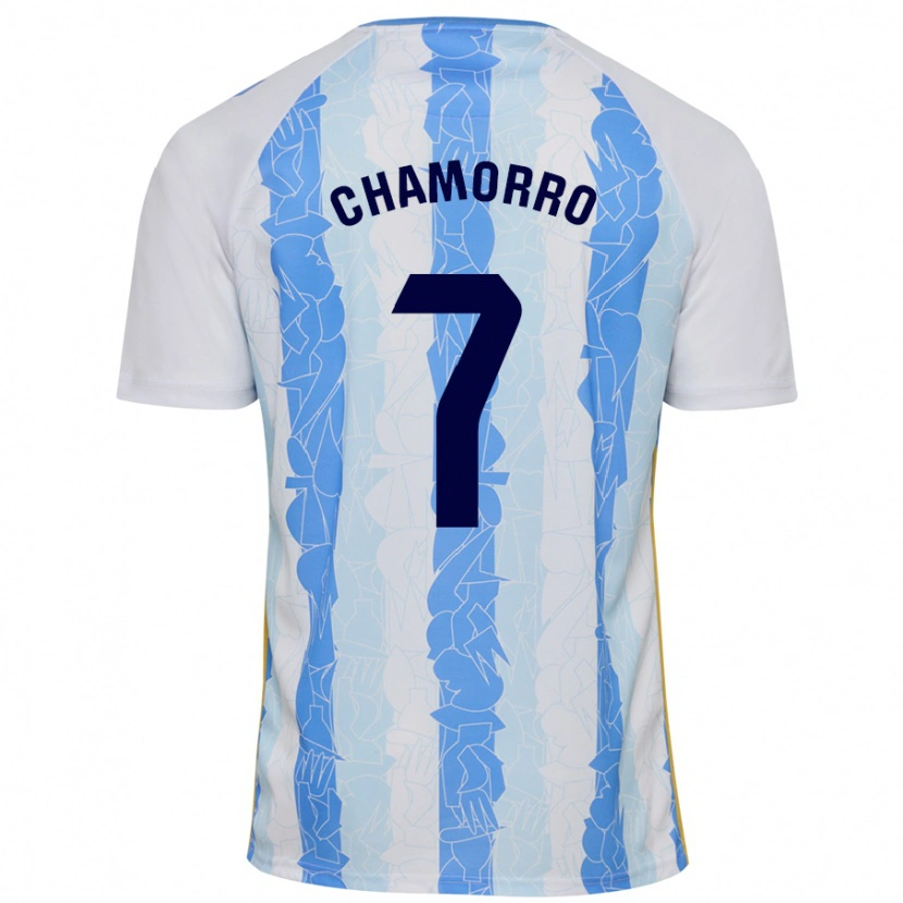 Danxen Mujer Camiseta Alexis Chamorro #7 Blanco Azul 1ª Equipación 2024/25 La Camisa