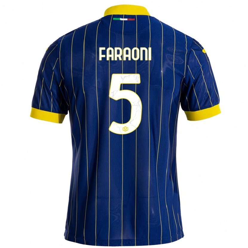 Danxen Mujer Camiseta Davide Faraoni #5 Azul Amarillo 1ª Equipación 2024/25 La Camisa