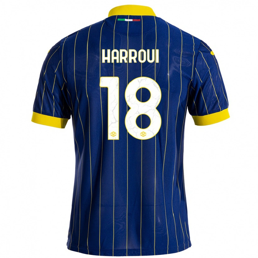 Danxen Mujer Camiseta Abdou Harroui #18 Azul Amarillo 1ª Equipación 2024/25 La Camisa