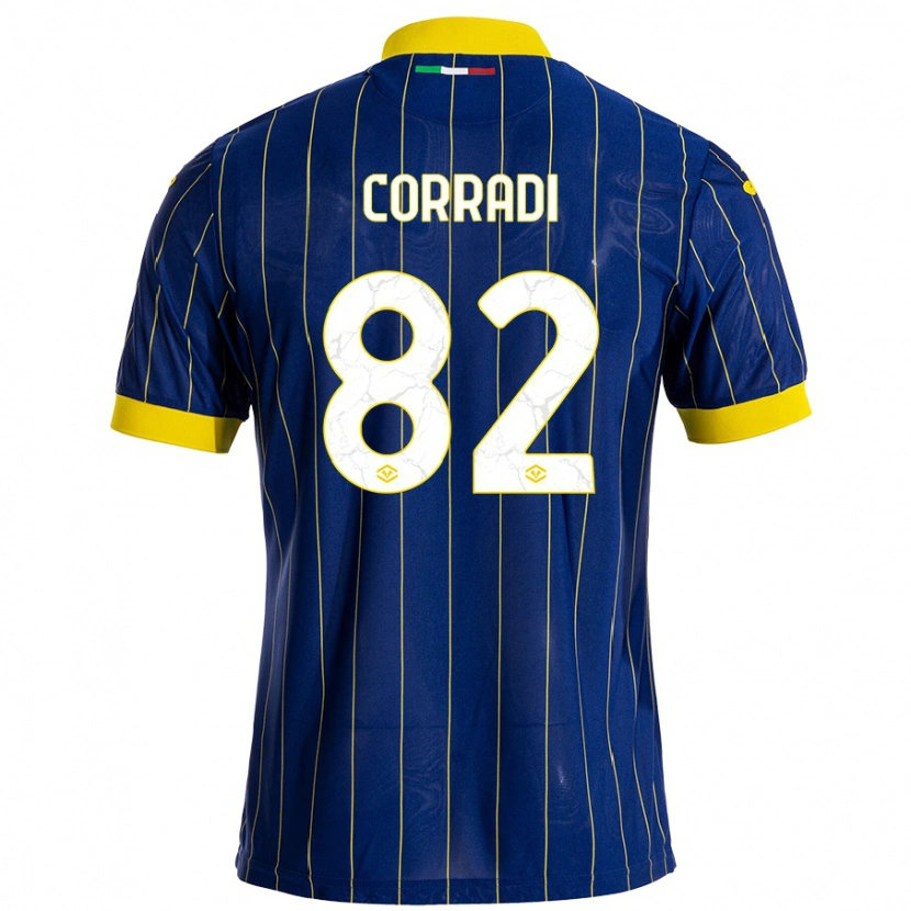 Danxen Mujer Camiseta Christian Corradi #82 Azul Amarillo 1ª Equipación 2024/25 La Camisa