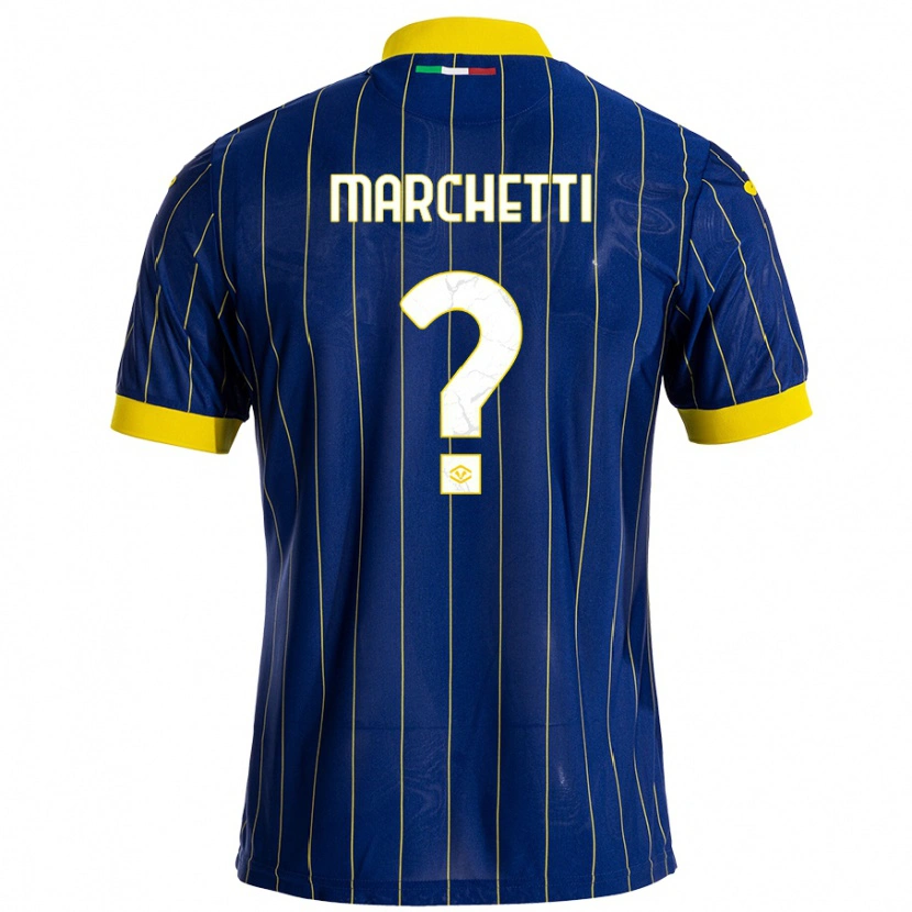 Danxen Mujer Camiseta Nicolò Marchetti #0 Azul Amarillo 1ª Equipación 2024/25 La Camisa