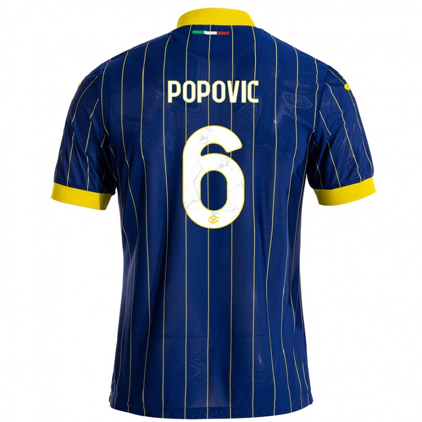 Danxen Mujer Camiseta Andrej Popovic #6 Azul Amarillo 1ª Equipación 2024/25 La Camisa