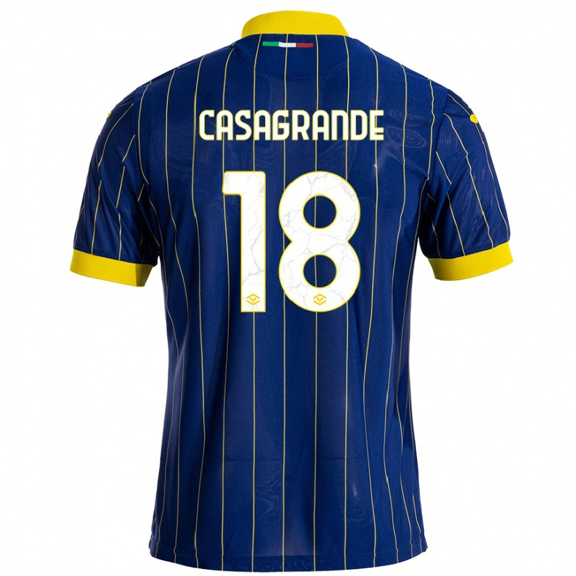 Danxen Mujer Camiseta Davide Casagrande #18 Azul Amarillo 1ª Equipación 2024/25 La Camisa