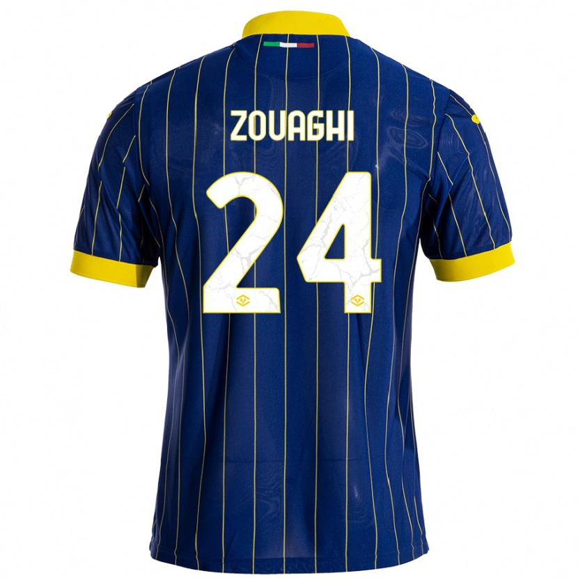 Danxen Mujer Camiseta Thomas Zouaghi #24 Azul Amarillo 1ª Equipación 2024/25 La Camisa