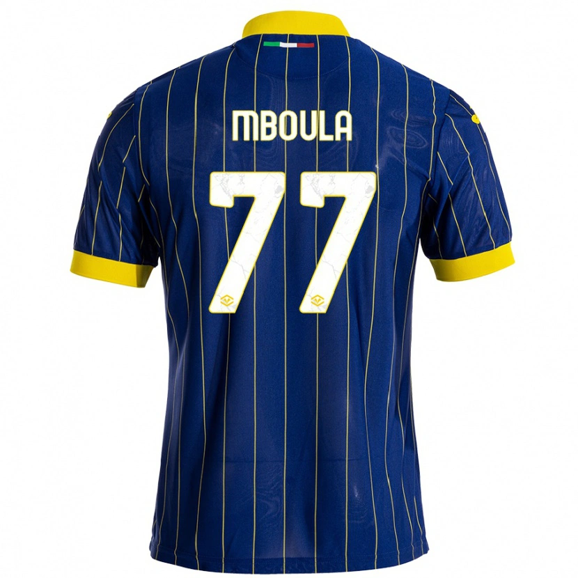 Danxen Mujer Camiseta Jordi Mboula #77 Azul Amarillo 1ª Equipación 2024/25 La Camisa