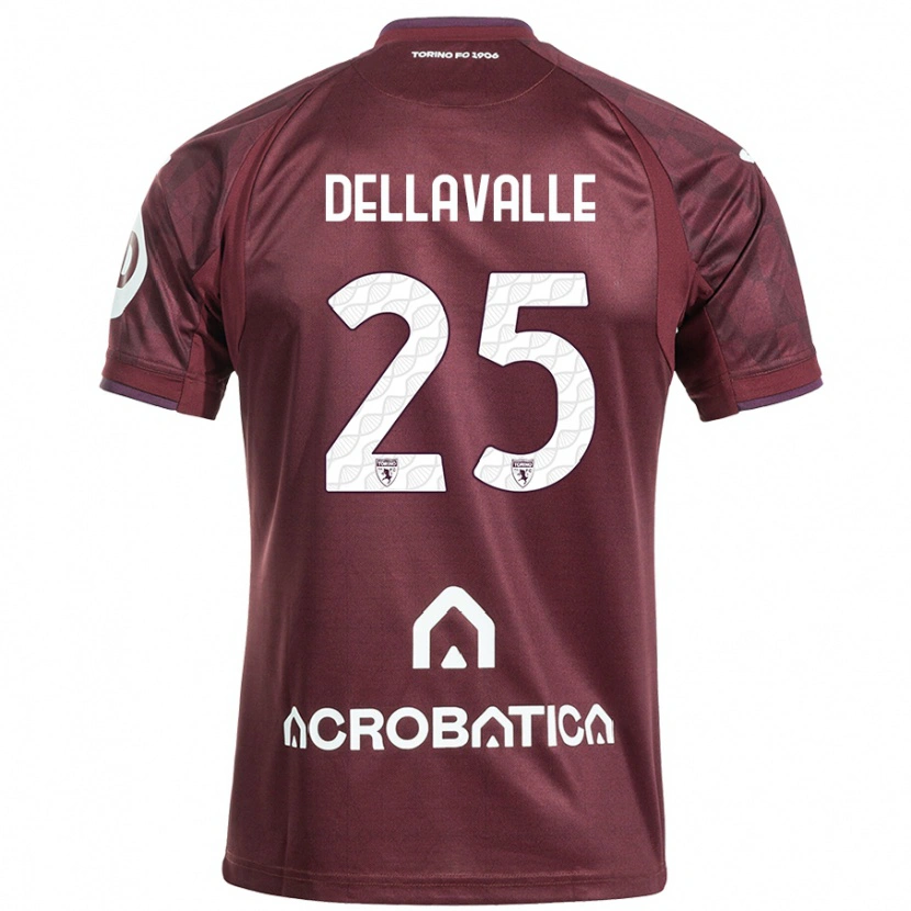 Danxen Mujer Camiseta Alessandro Dellavalle #25 Granate Blanco 1ª Equipación 2024/25 La Camisa