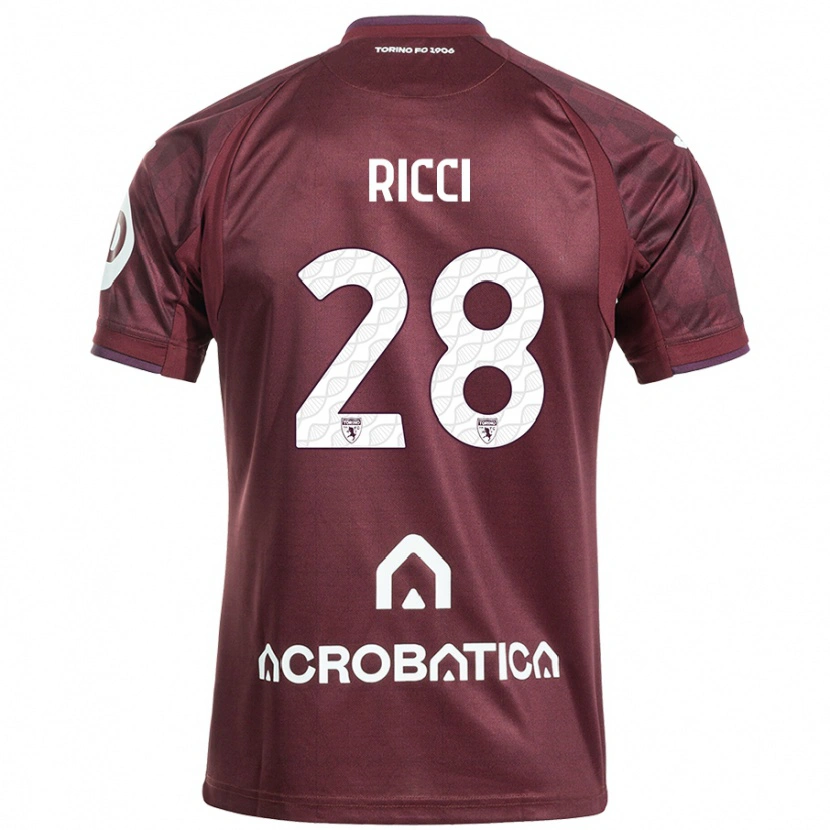 Danxen Mujer Camiseta Samuele Ricci #28 Granate Blanco 1ª Equipación 2024/25 La Camisa