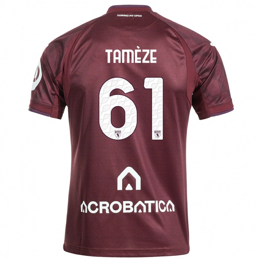 Danxen Mujer Camiseta Adrien Tamèze #61 Granate Blanco 1ª Equipación 2024/25 La Camisa