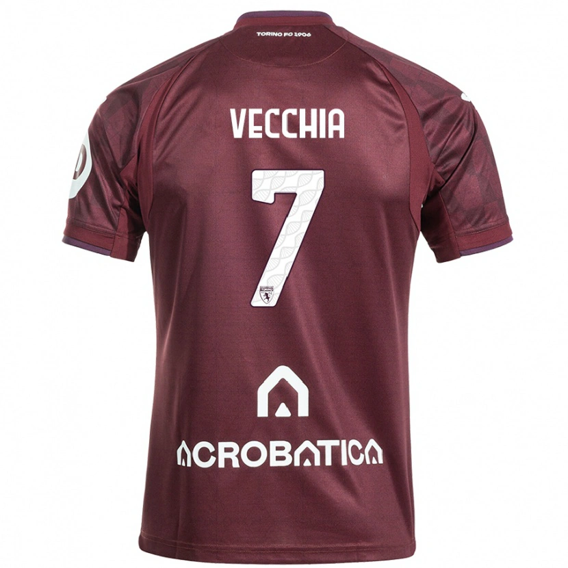 Danxen Mujer Camiseta Marco Dalla Vecchia #7 Granate Blanco 1ª Equipación 2024/25 La Camisa