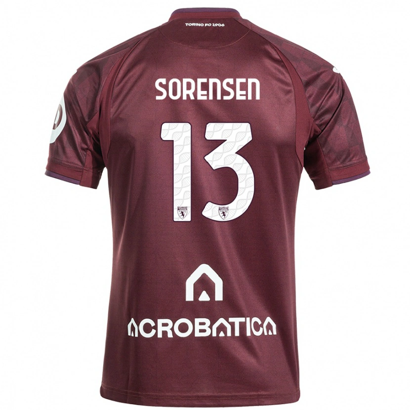 Danxen Mujer Camiseta Ben Sørensen #13 Granate Blanco 1ª Equipación 2024/25 La Camisa