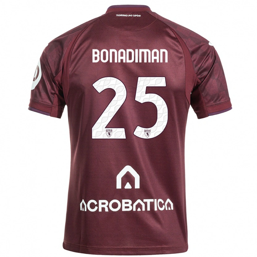 Danxen Mujer Camiseta Matteo Bonadiman #25 Granate Blanco 1ª Equipación 2024/25 La Camisa