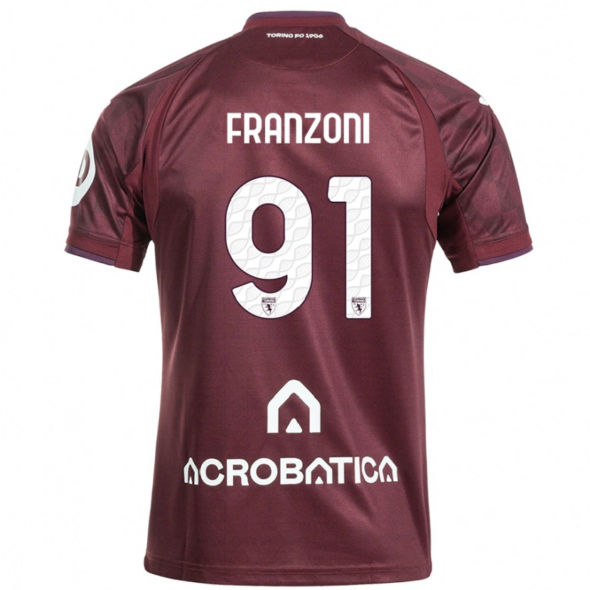 Danxen Mujer Camiseta Nicolò Franzoni #91 Granate Blanco 1ª Equipación 2024/25 La Camisa