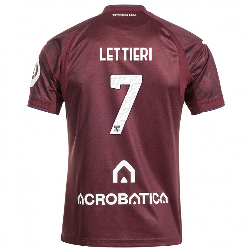 Danxen Mujer Camiseta Jessica Lettieri #7 Granate Blanco 1ª Equipación 2024/25 La Camisa