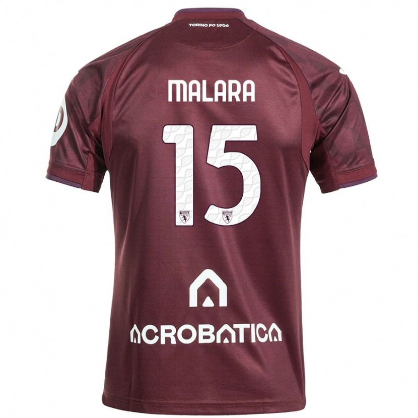 Danxen Mujer Camiseta Sara Malara #15 Granate Blanco 1ª Equipación 2024/25 La Camisa