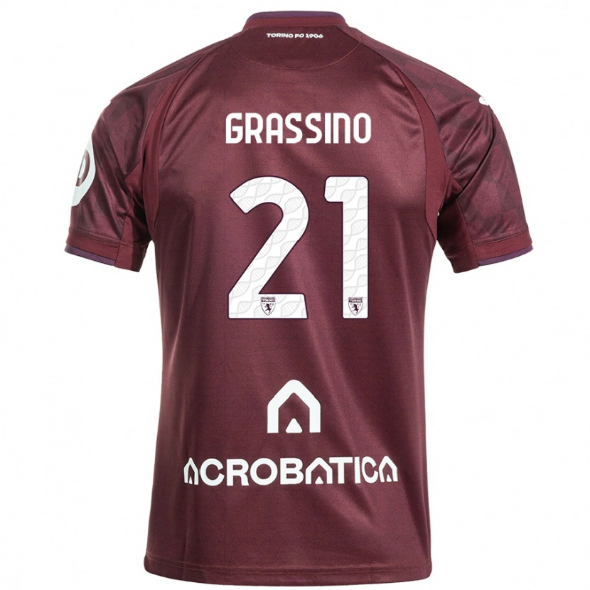 Danxen Mujer Camiseta Giulia Grassino #21 Granate Blanco 1ª Equipación 2024/25 La Camisa