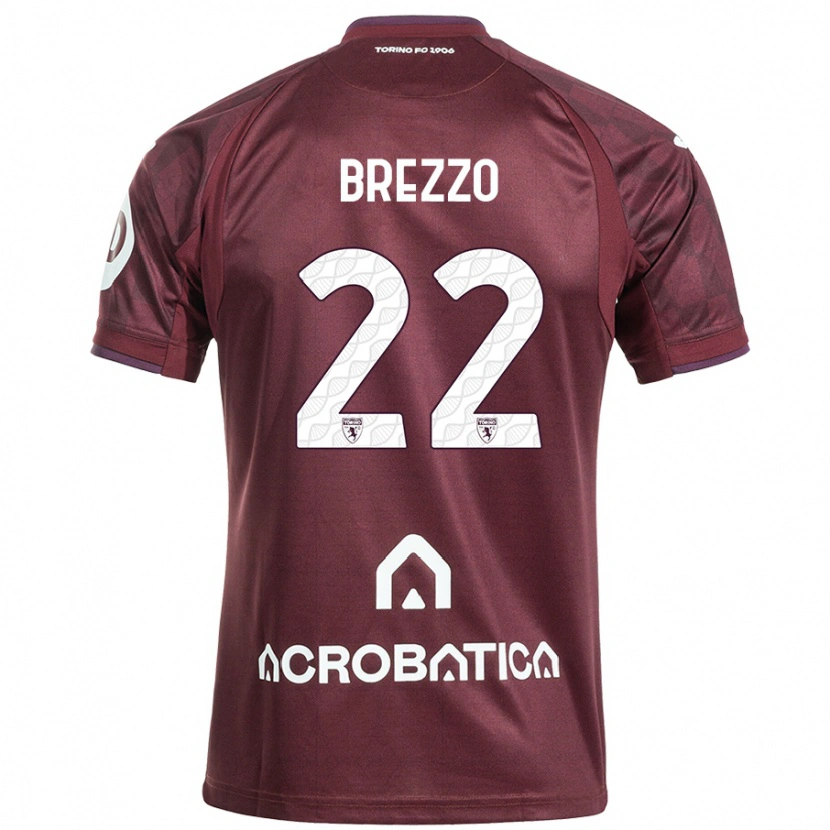 Danxen Mujer Camiseta Matteo Brezzo #22 Granate Blanco 1ª Equipación 2024/25 La Camisa