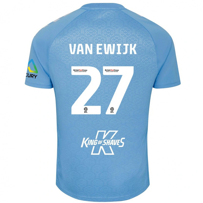 Danxen Mujer Camiseta Milan Van Ewijk #27 Azul Blanco 1ª Equipación 2024/25 La Camisa