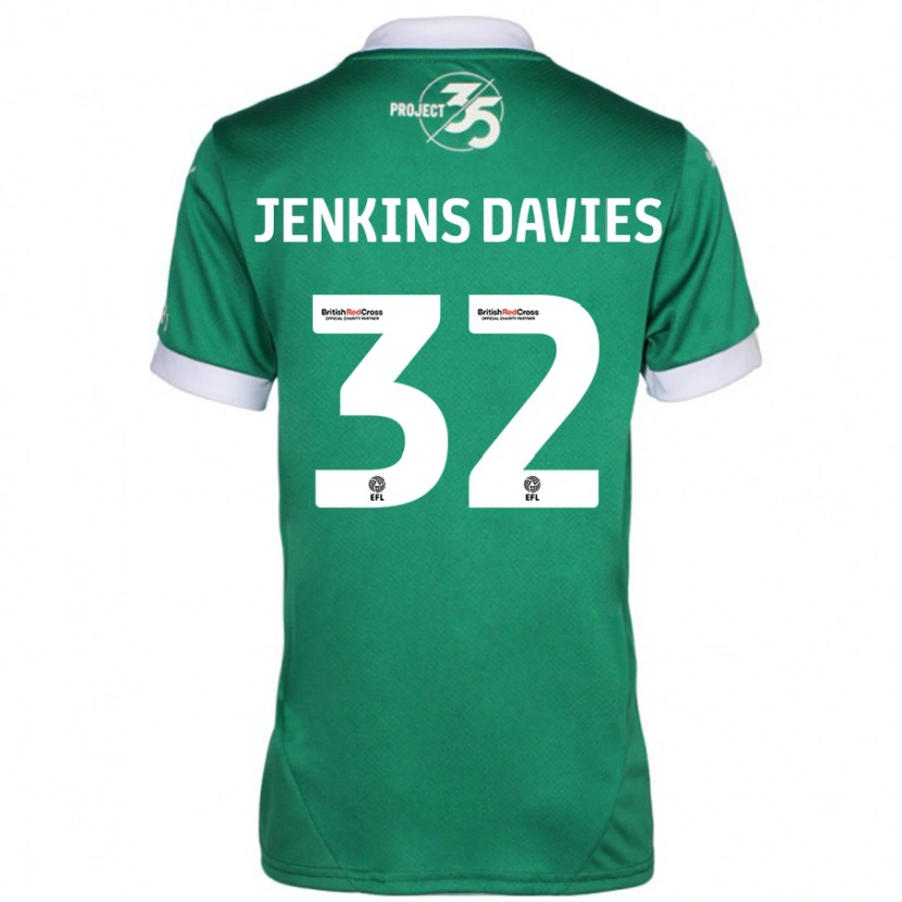 Danxen Mujer Camiseta Will Jenkins-Davies #32 Verde Blanco 1ª Equipación 2024/25 La Camisa