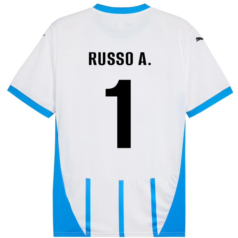 Danxen Mujer Camiseta Alessandro Russo #1 Blanco Azul 2ª Equipación 2024/25 La Camisa
