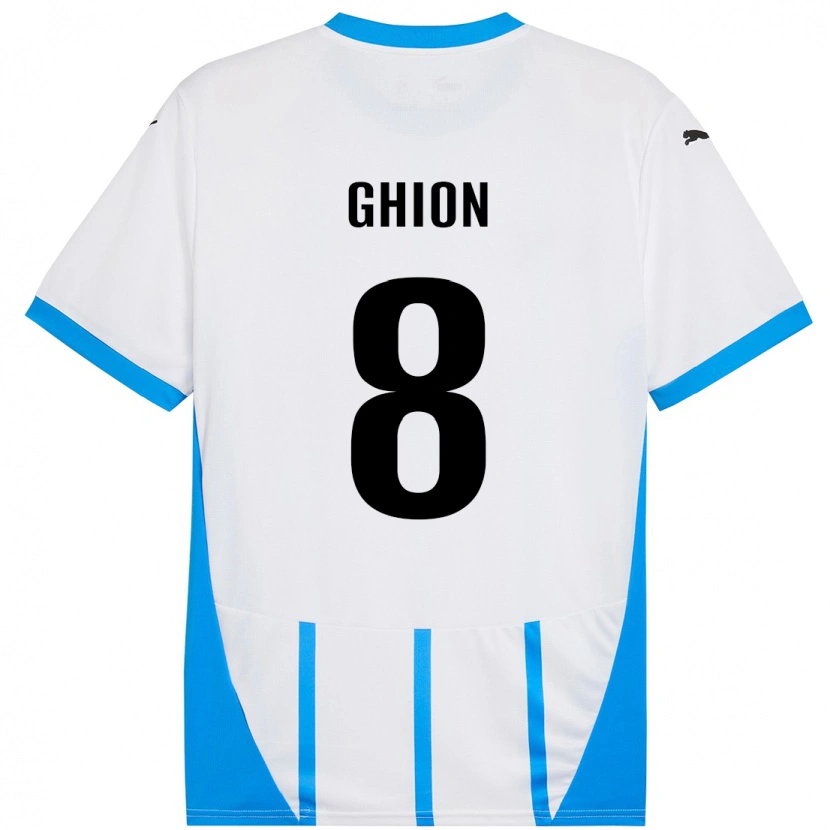 Danxen Mujer Camiseta Andrea Ghion #8 Blanco Azul 2ª Equipación 2024/25 La Camisa