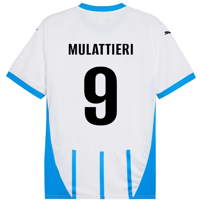 Danxen Mujer Camiseta Samuele Mulattieri #9 Blanco Azul 2ª Equipación 2024/25 La Camisa