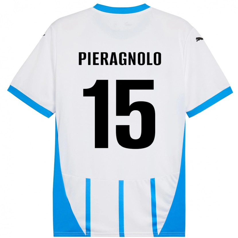 Danxen Mujer Camiseta Edoardo Pieragnolo #15 Blanco Azul 2ª Equipación 2024/25 La Camisa