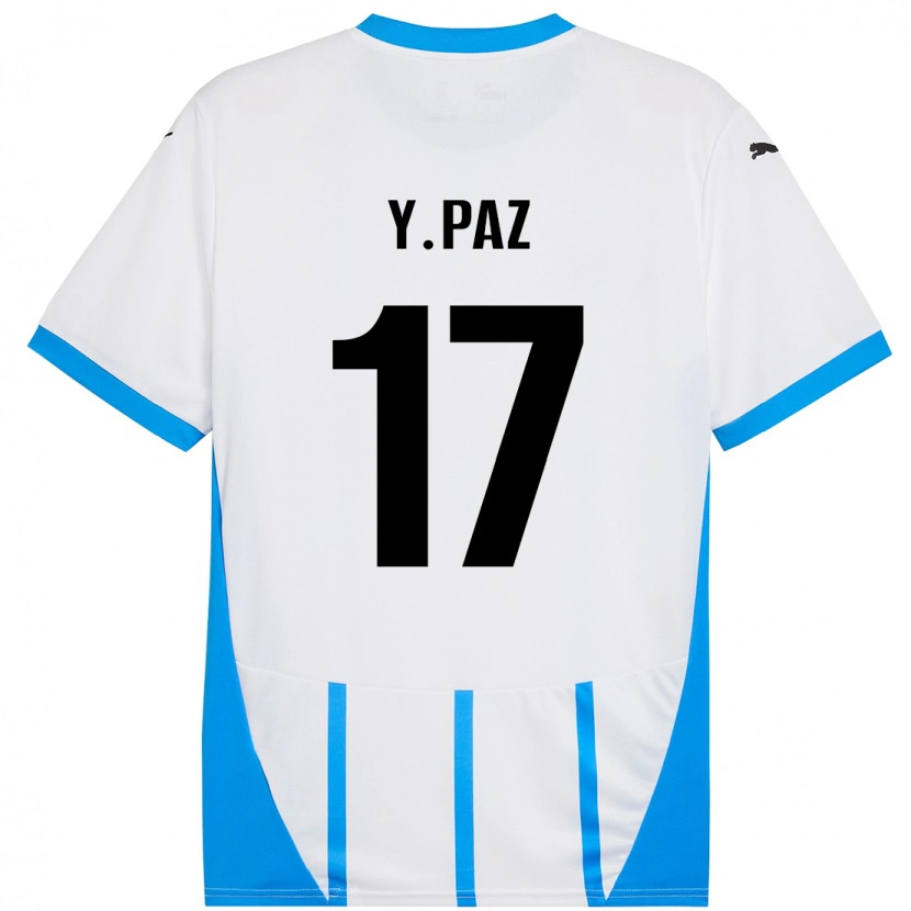 Danxen Mujer Camiseta Yeferson Paz #17 Blanco Azul 2ª Equipación 2024/25 La Camisa