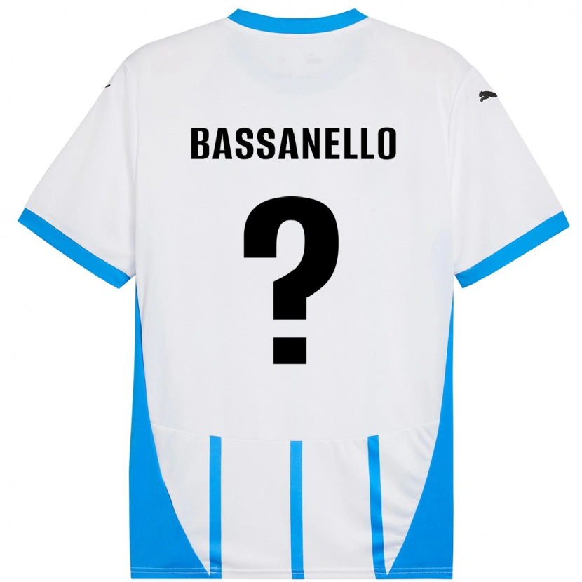 Danxen Mujer Camiseta Davide Bassanello #0 Blanco Azul 2ª Equipación 2024/25 La Camisa